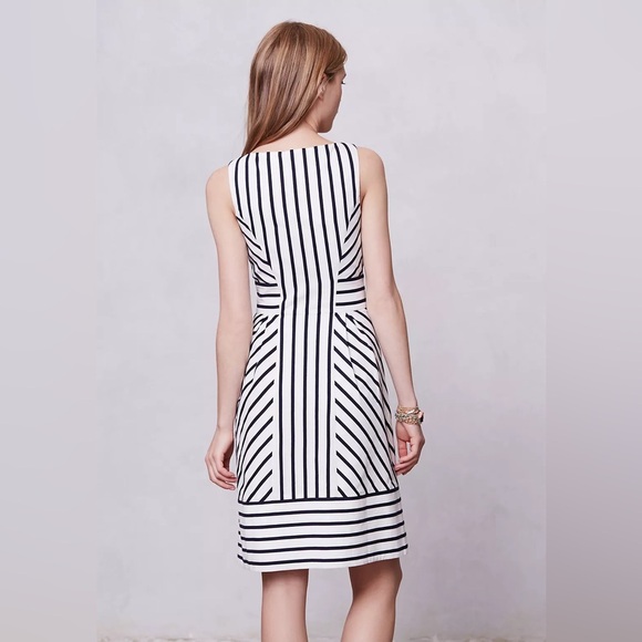 Anthropologie Maeve Chessia Diagonal Striped Lace Panel Sleeveless Dress Size 6 - Picture 2 of 12